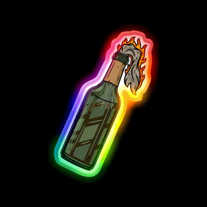 Molotov Cocktail Simple Illustration Cocktail Bar Decor Led Neon Sign Rgb Color - LED neon sign close-up detail