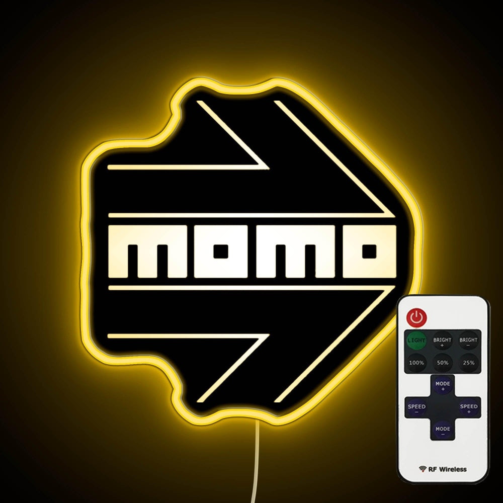 Momo Logo Neon Sign - Custom LED neon sign front view