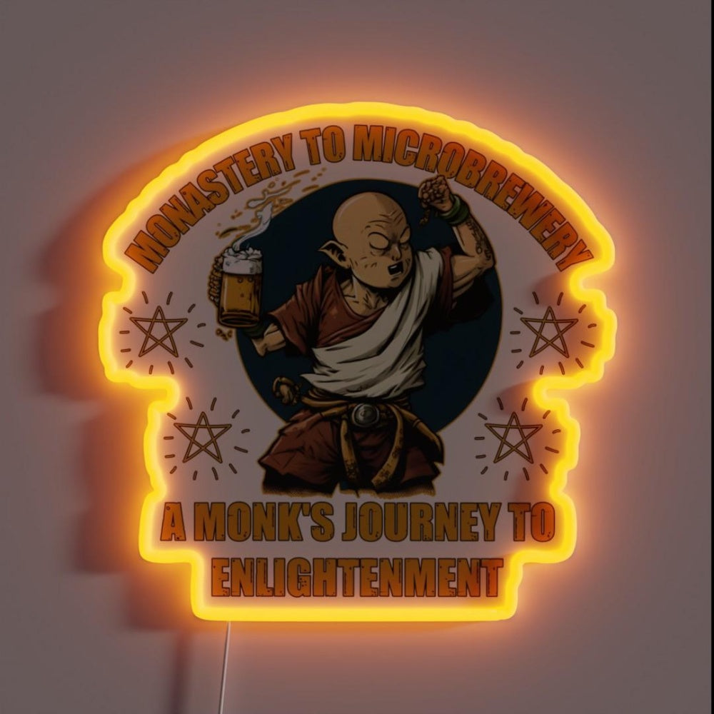 Monastery To Microbrewery Drunken Monk Rgb Led Neon Sign - Custom LED neon sign front view
