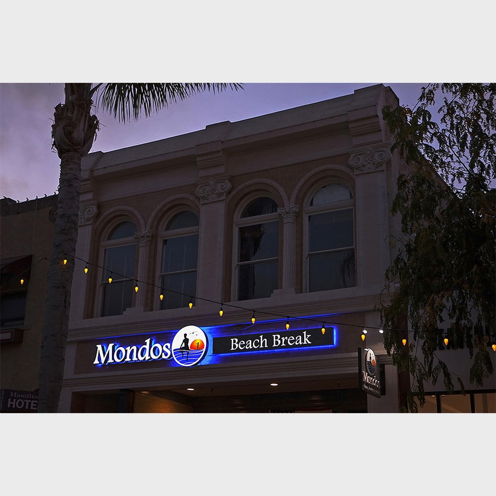 Mondos Beach Break 3D Frontlit And Backlit Channel Letter Led Light Sign