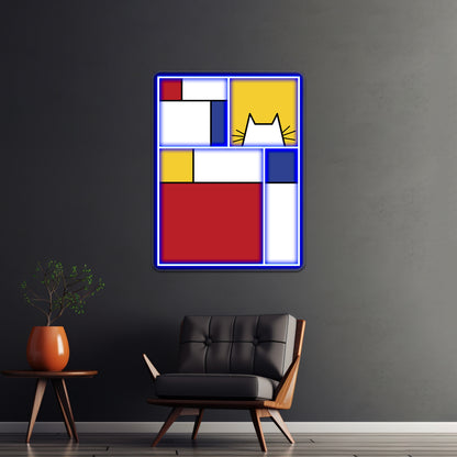 Mondrian Cat Wall Artwork Neon Signs