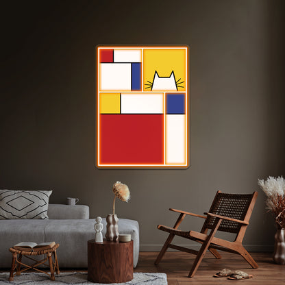 Mondrian Cat Wall Artwork Neon Signs