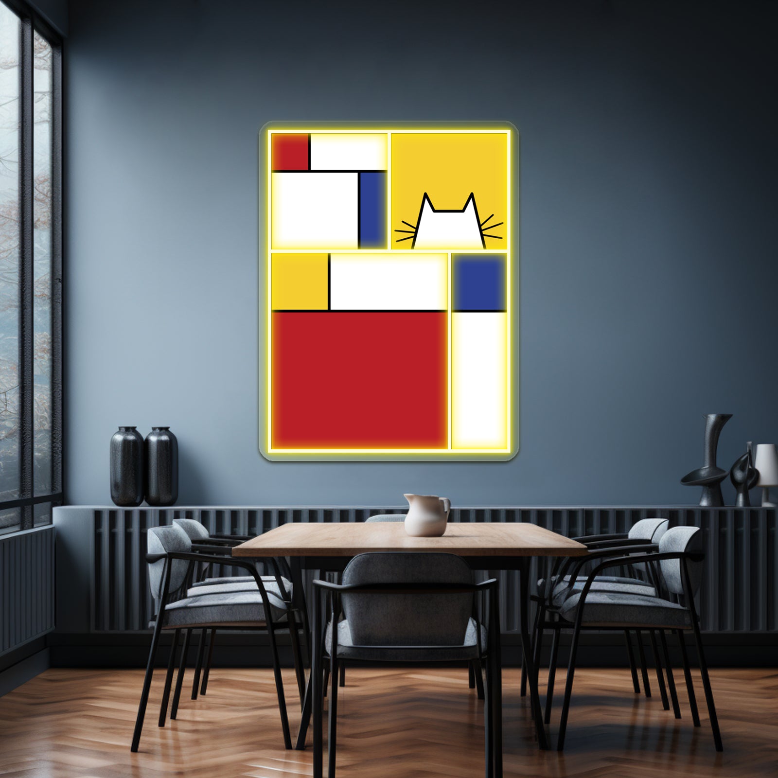 Mondrian Cat Wall Artwork Neon Signs | Shineneon