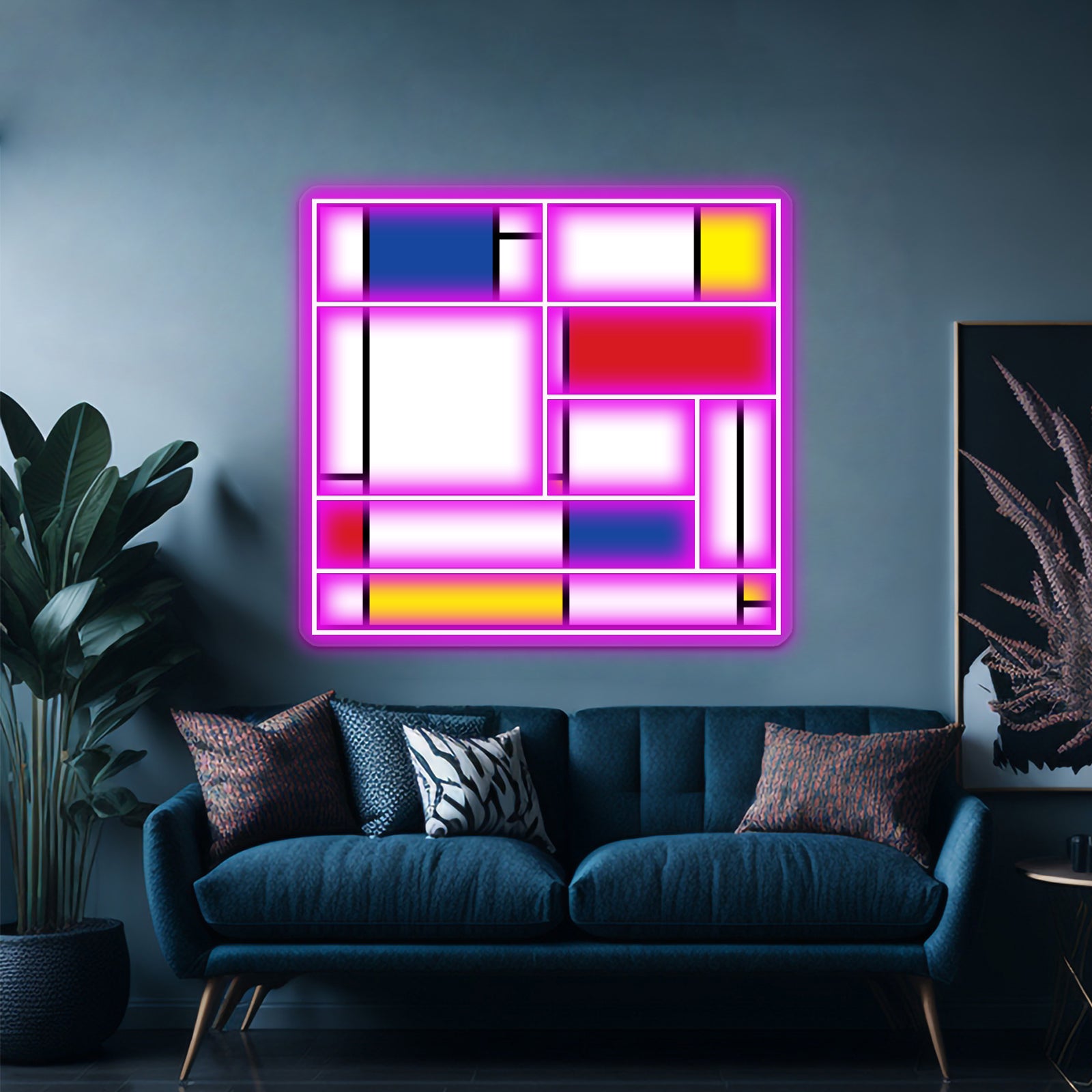 Mondrian Minimalist De Stijl Modern Art Fatfatin Wall Artwork Neon Signs | Shineneon