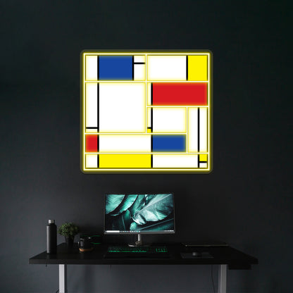 Mondrian Minimalist De Stijl Modern Art Fatfatin Wall Artwork Neon Signs