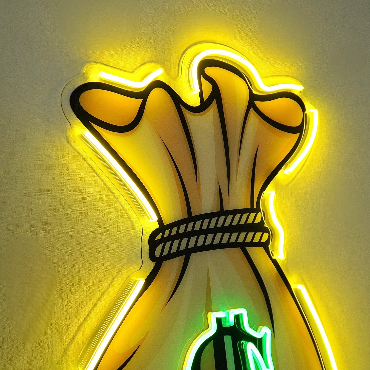Money Bag Dollar Sign Uv Printed Led Neon Sign For Financial And Home Decor | Shineneon
