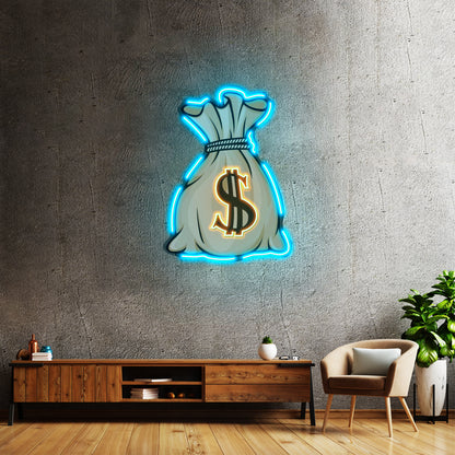 Money Bag Led Neon Artwork For Sale