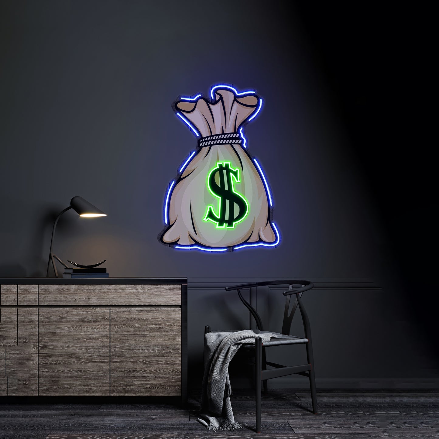 Money Bag Led Neon Artwork For Sale