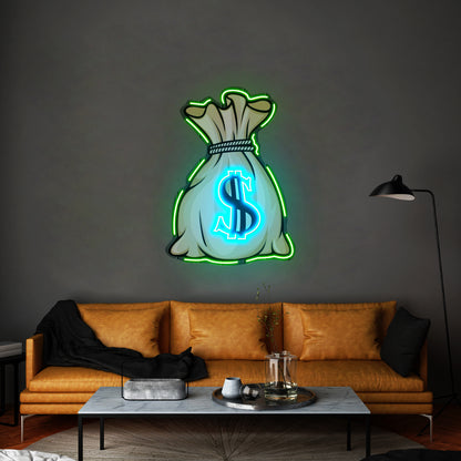 Money Bag Led Neon Artwork For Sale