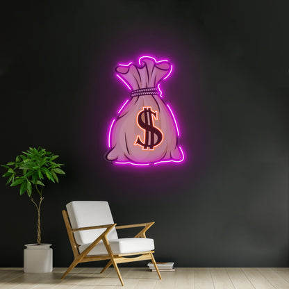 Money Bag Led Neon Artwork For Sale