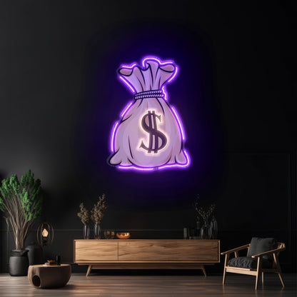 Money Bag Led Neon Artwork For Sale