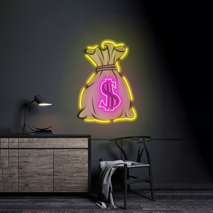 Money Bag Led Neon Artwork For Sale