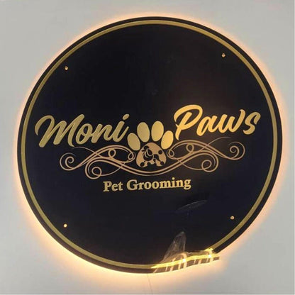 Moni Paws Pet Grooming Acrylic Business Logo Sign - Shineneon