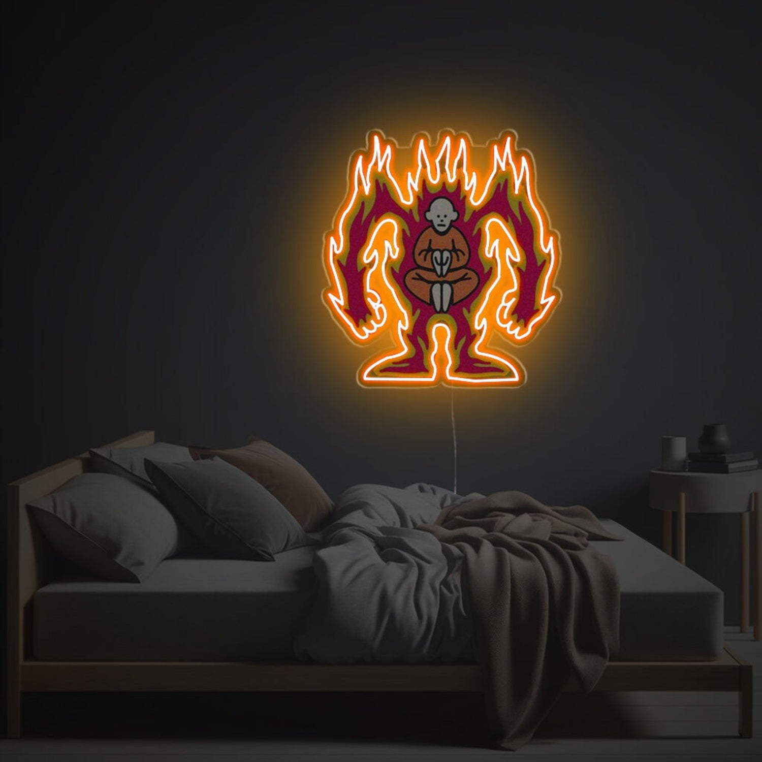 Monk With Firing Substitute Led Neon Acrylic Artwork | Shineneon
