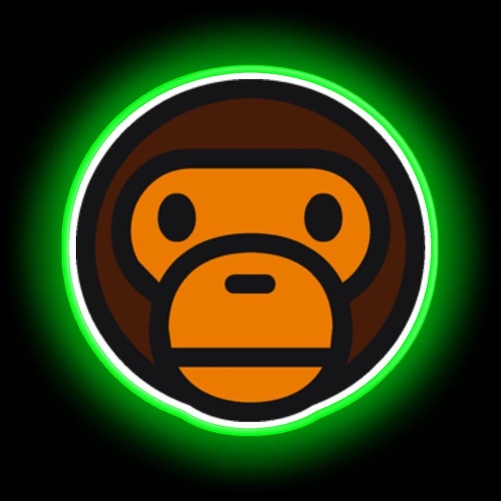 Monkey Bape Neon Sign - Neon sign mounted on wall in room