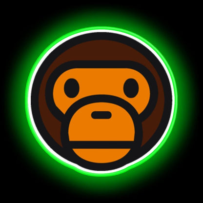 Monkey Bape Neon Sign - Neon sign mounted on wall in room
