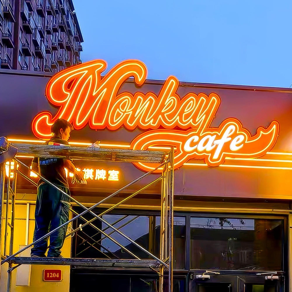 Monkey Cafe 3D Frontlit Letters Metal Led Sign