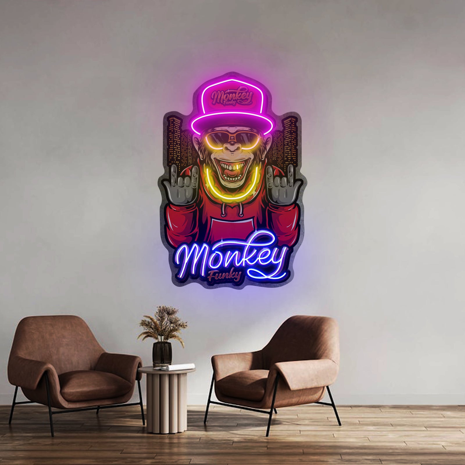 Monkey Gold Chain Led Neon Sign Light Custom Led Signs
