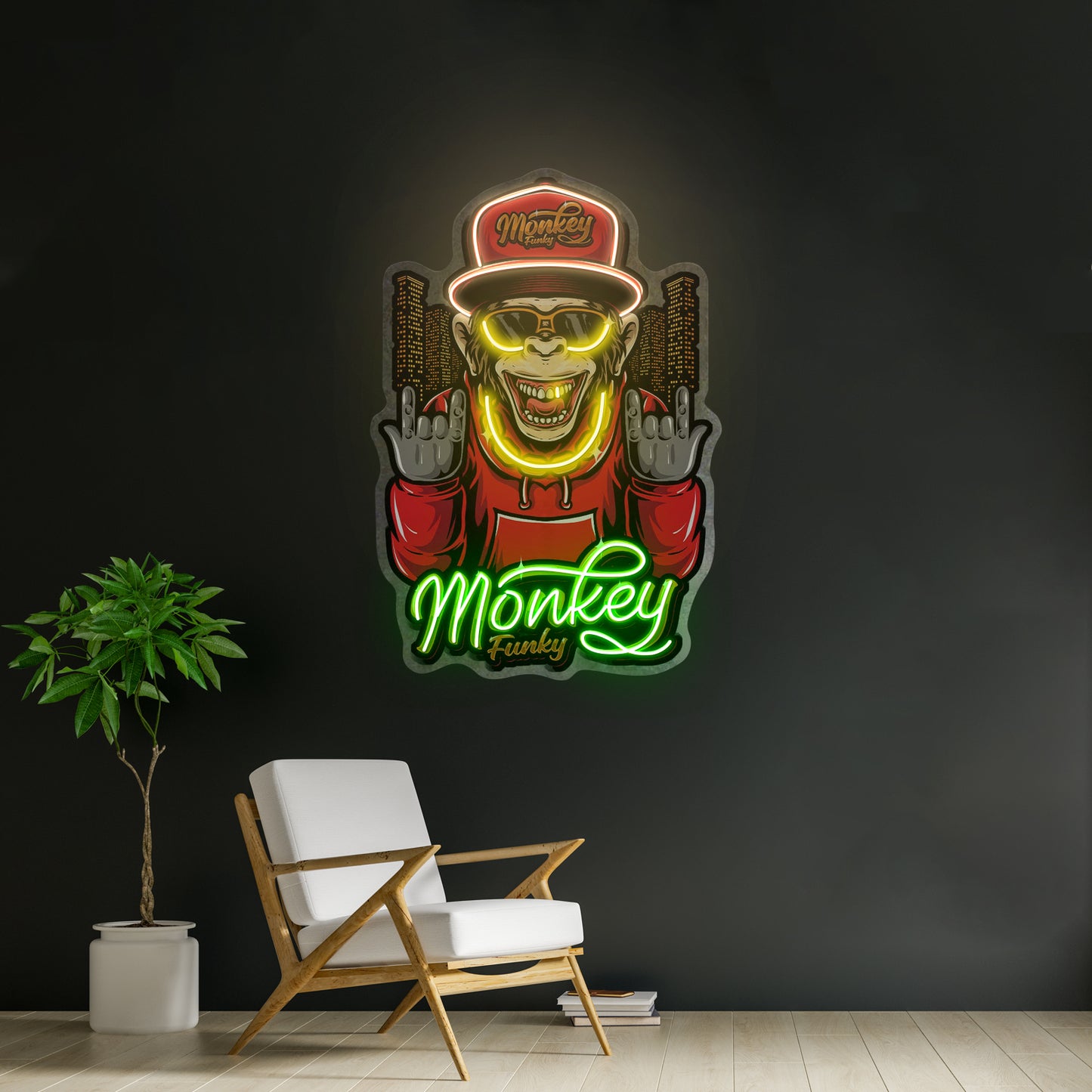 Monkey Gold Chain Led Neon Sign Light Custom Led Signs