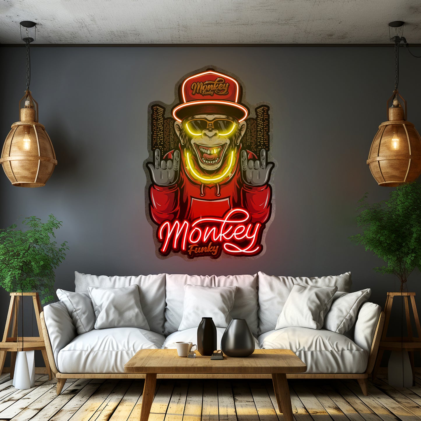 Monkey Gold Chain Led Neon Sign Light Custom Led Signs