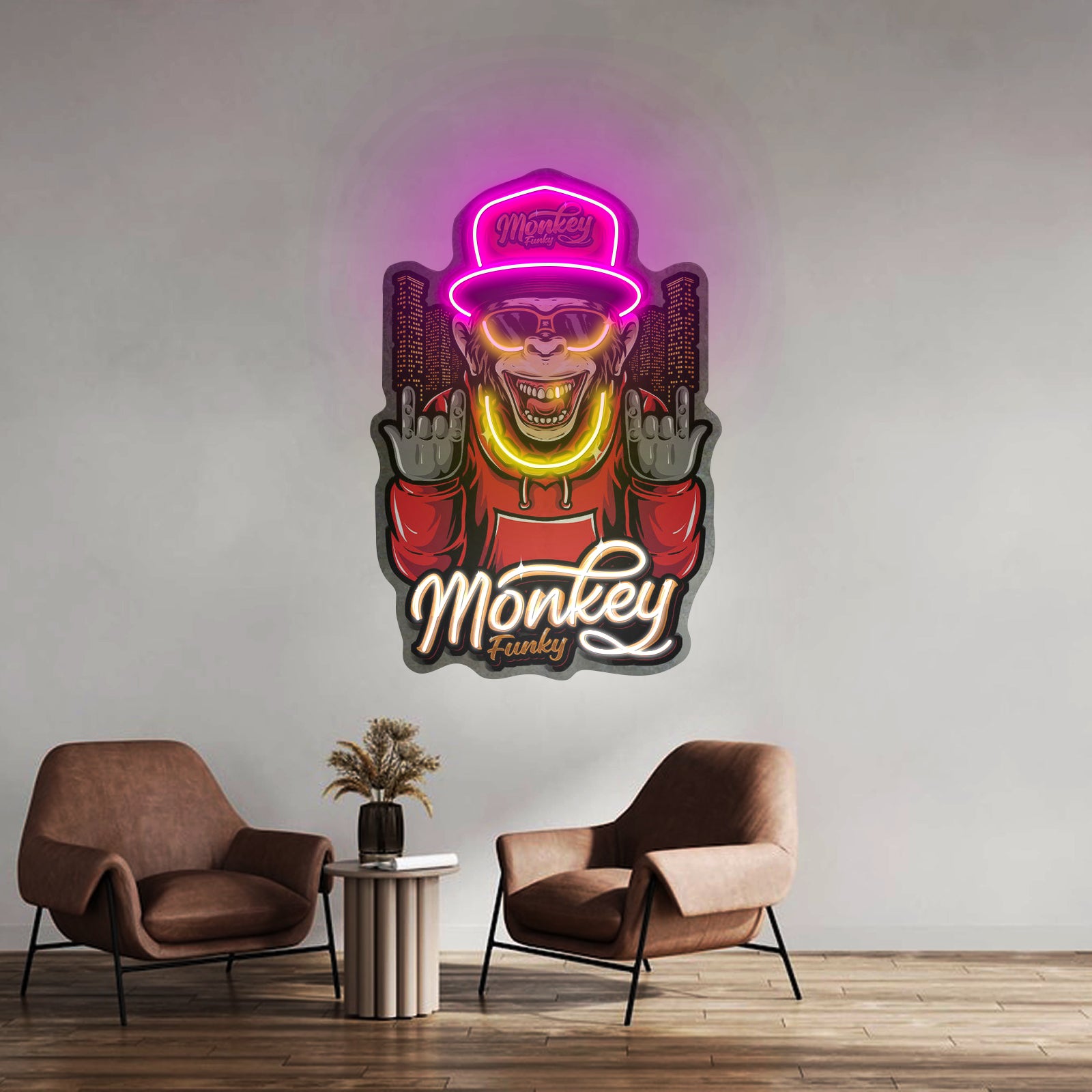 Monkey Gold Chain Led Neon Sign Light Custom Led Signs