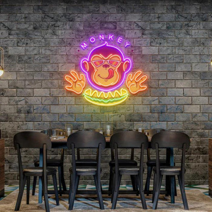 Monkey Hotdog UV Art LED Neon Sign for Cafe Bar Decor | Shineneon