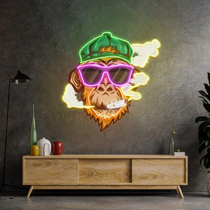 Monkey Smoking Cigar Uv Printed Led Neon Sign Multicolor Street Art Wall Decor | Shineneon