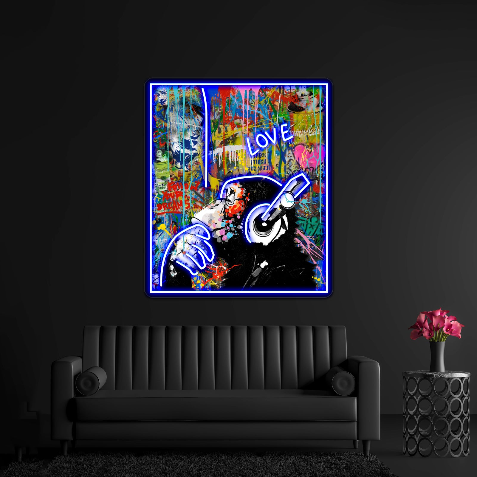 Monkey Thinker Banksy Urban Pop Colorful Artwork Neon Wall Signs | Shineneon