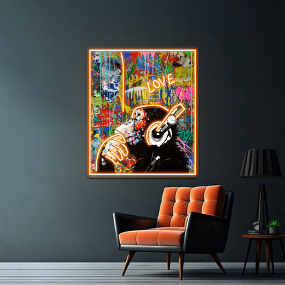 Monkey Thinker Banksy Urban Pop Colorful Artwork Neon Wall Signs | Shineneon