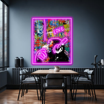 Monkey Thinker Banksy Urban Pop Colorful Artwork Neon Wall Signs