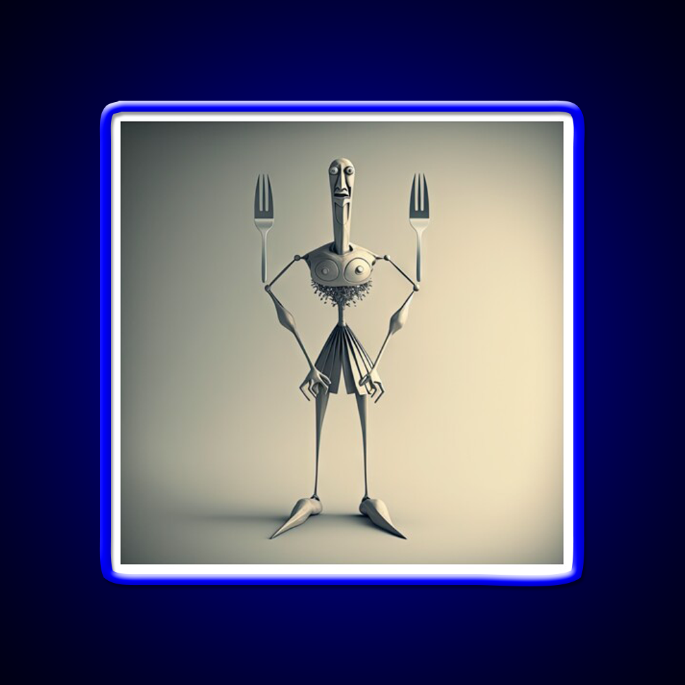 Monster Cook With Knife And Fork Man Cave Bar Led Neon Sign