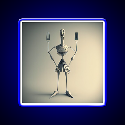 Monster Cook With Knife And Fork Man Cave Bar Led Neon Sign