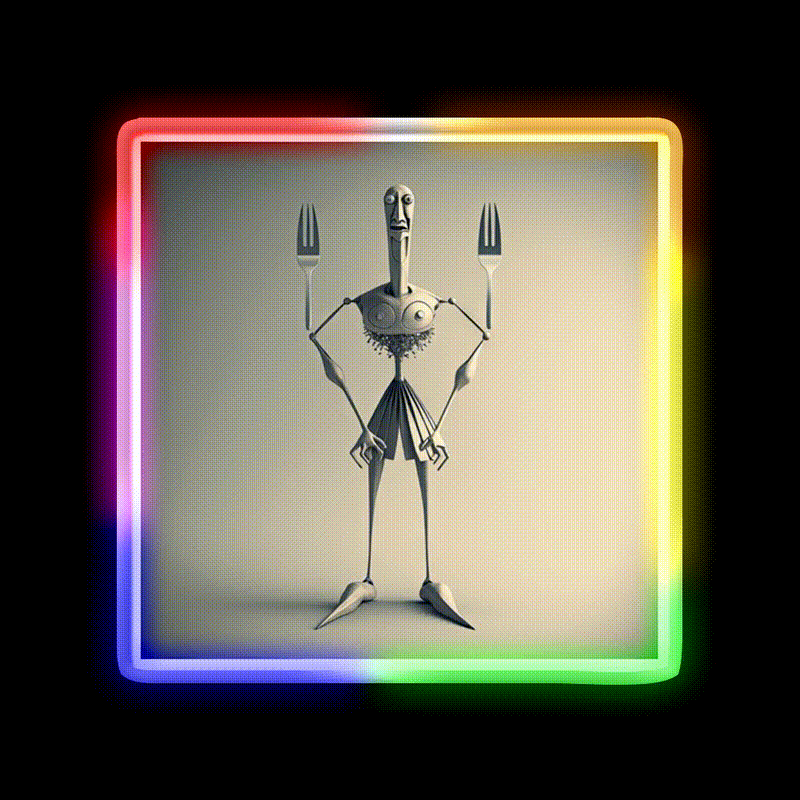 Monster Cook With Knife And Fork Man Cave Bar Led Neon Sign