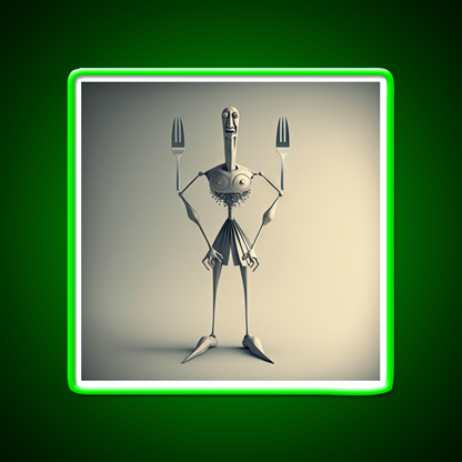 Monster Cook With Knife And Fork Man Cave Bar Led Neon Sign