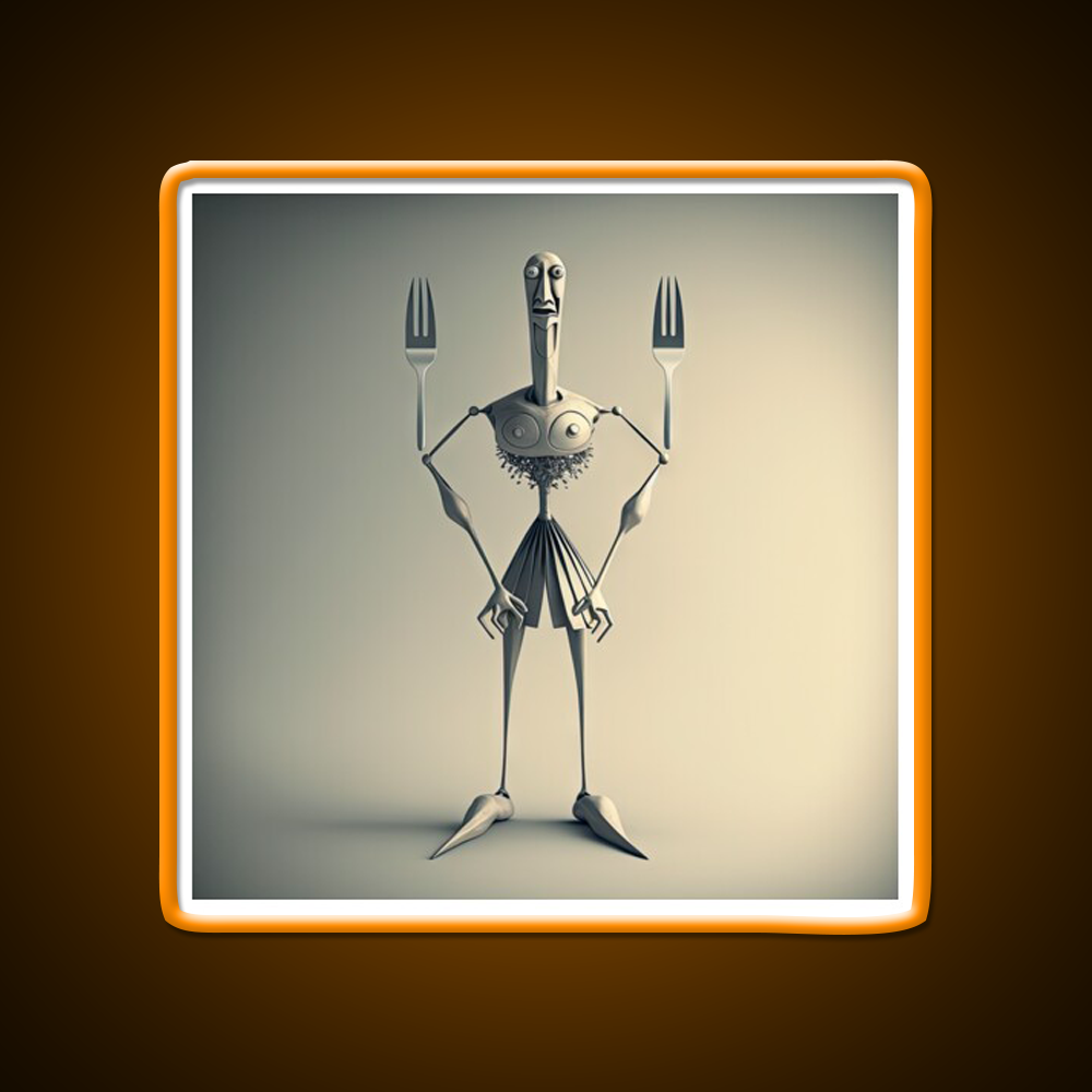 Monster Cook With Knife And Fork Man Cave Bar Led Neon Sign