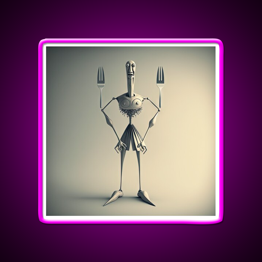 Monster Cook With Knife And Fork Man Cave Bar Led Neon Sign