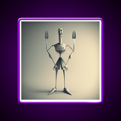 Monster Cook With Knife And Fork Man Cave Bar Led Neon Sign