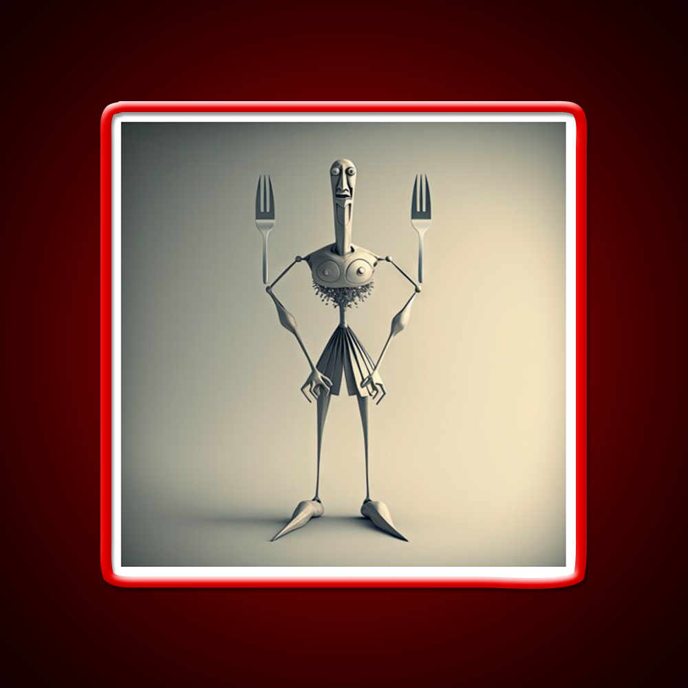 Monster Cook With Knife And Fork Man Cave Bar Led Neon Sign