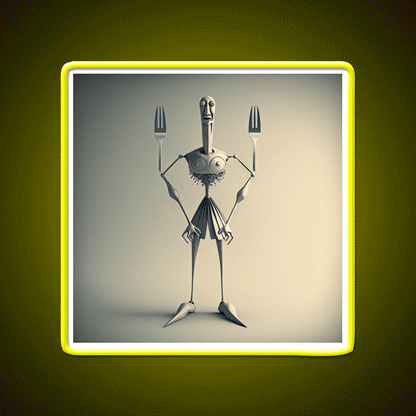 Monster Cook With Knife And Fork Man Cave Bar Led Neon Sign