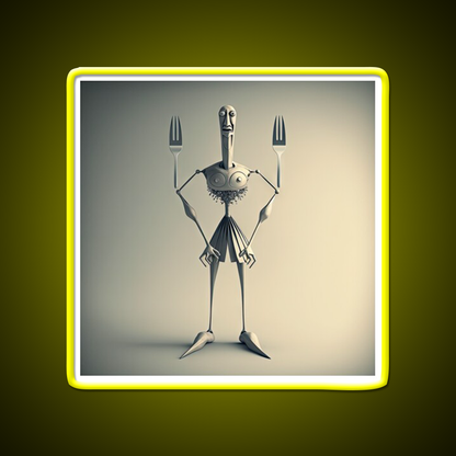 Monster Cook With Knife And Fork Man Cave Bar Led Neon Sign