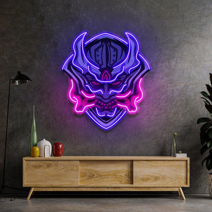 Monster Demon Mask Purple-Pink Uv Printed Led Neon Sign For Home Bar Gaming Room Decor | Shineneon