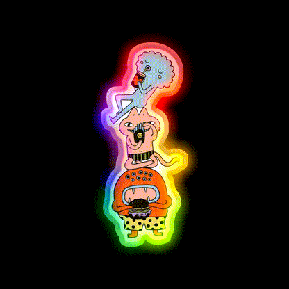 Monster Trio Doodle Coloured Fast Food Led Neon Sign For Burger Place Rgb Color - LED neon sign close-up detail