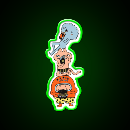 Monster Trio Doodle Coloured Fast Food Led Neon Sign For Burger Place Rgb Color - Shineneon
