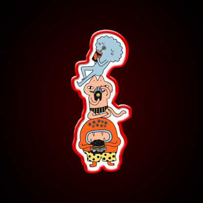 Monster Trio Doodle Coloured Fast Food Led Neon Sign For Burger Place Rgb Color - Shineneon