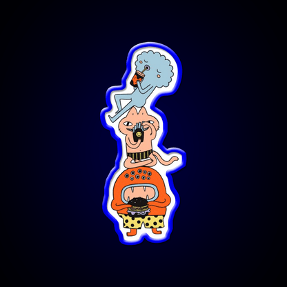 Monster Trio Doodle Coloured Fast Food Led Neon Sign For Burger Place Rgb Color - Shineneon