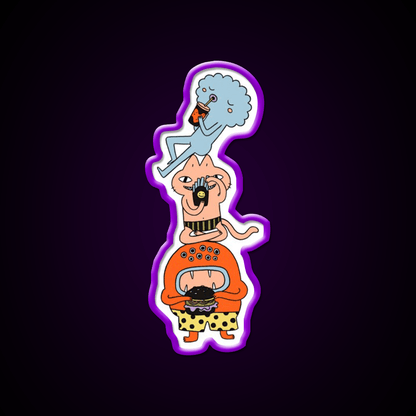 Monster Trio Doodle Coloured Fast Food Led Neon Sign For Burger Place Rgb Color - Shineneon