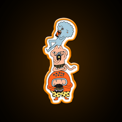 Monster Trio Doodle Coloured Fast Food Led Neon Sign For Burger Place Rgb Color - Shineneon