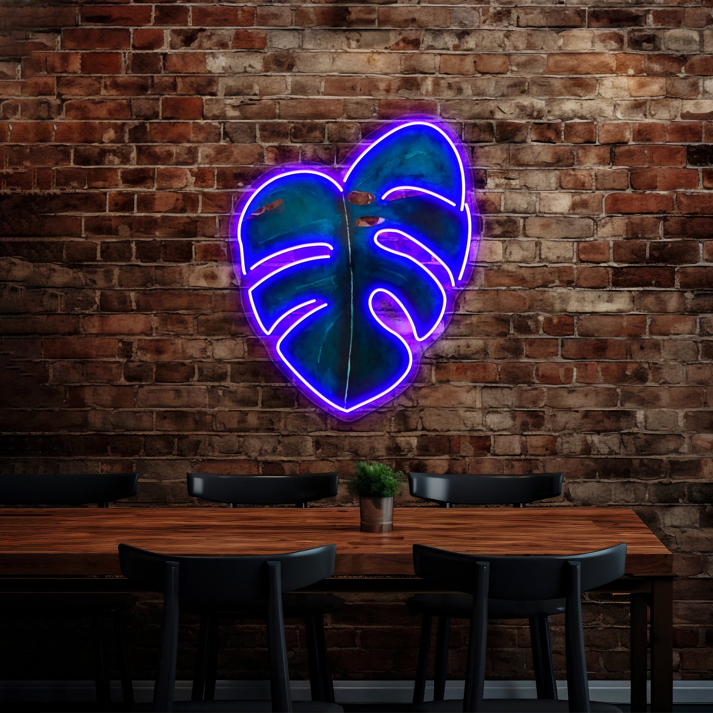 Monstera Leaf Coral Wall Artwork Neon Signs