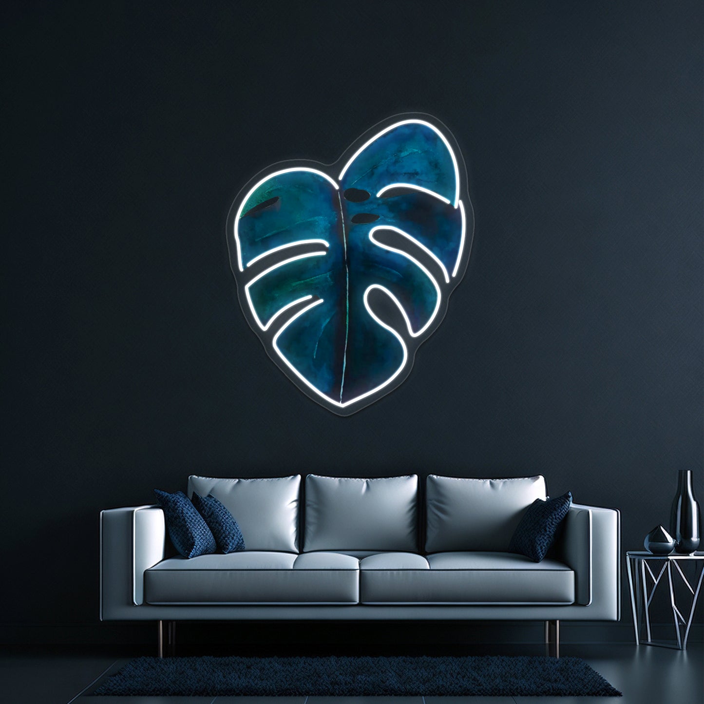 Monstera Leaf Coral Wall Artwork Neon Signs