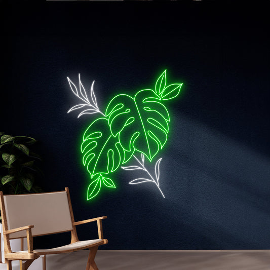 Monstera Leaf Neon Light Eco Leaf Led Sign Wall Art Decor